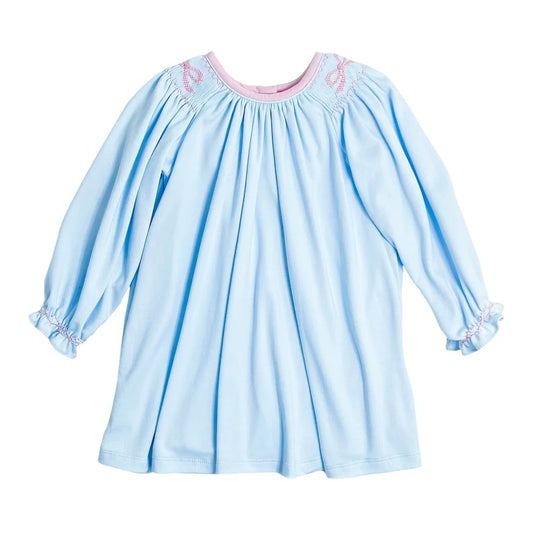 Bow Juno Dress- LT Blue Knit