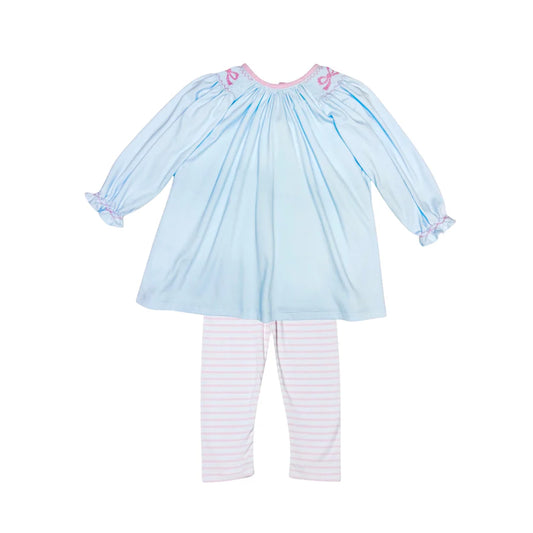 Bow Juno Legging Set- Light Blue Knit