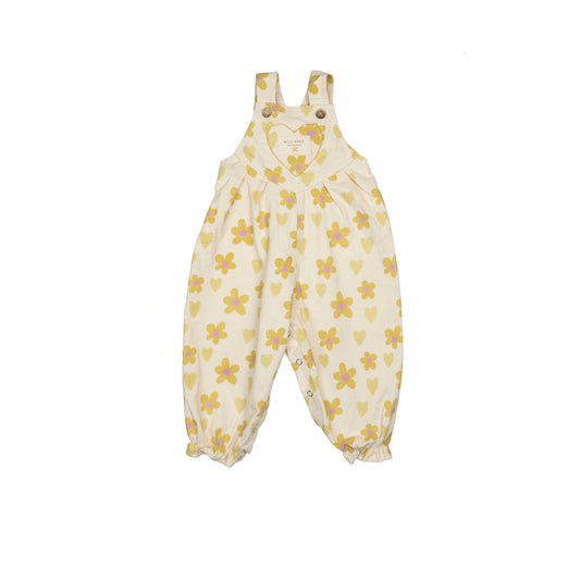 Heart Pocket Overalls - Floral Hearts Honey