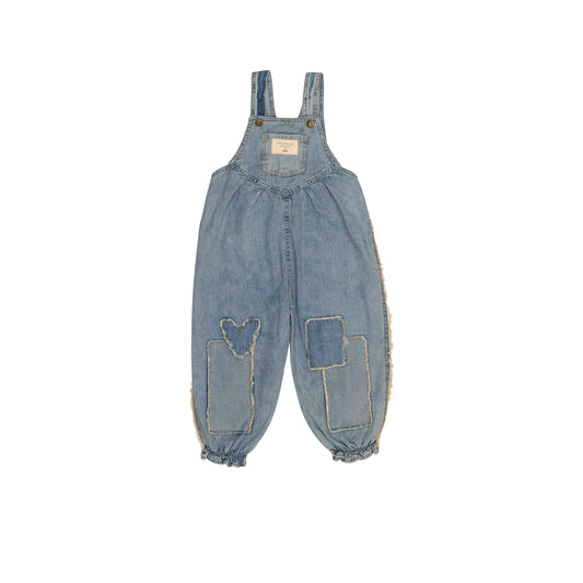 Patchwork Heart Overalls- Denim