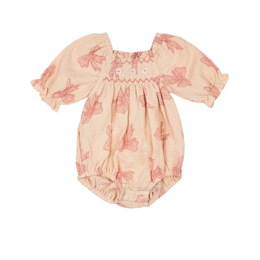 Ivy Romper- Vintage Bows Dusty Pink