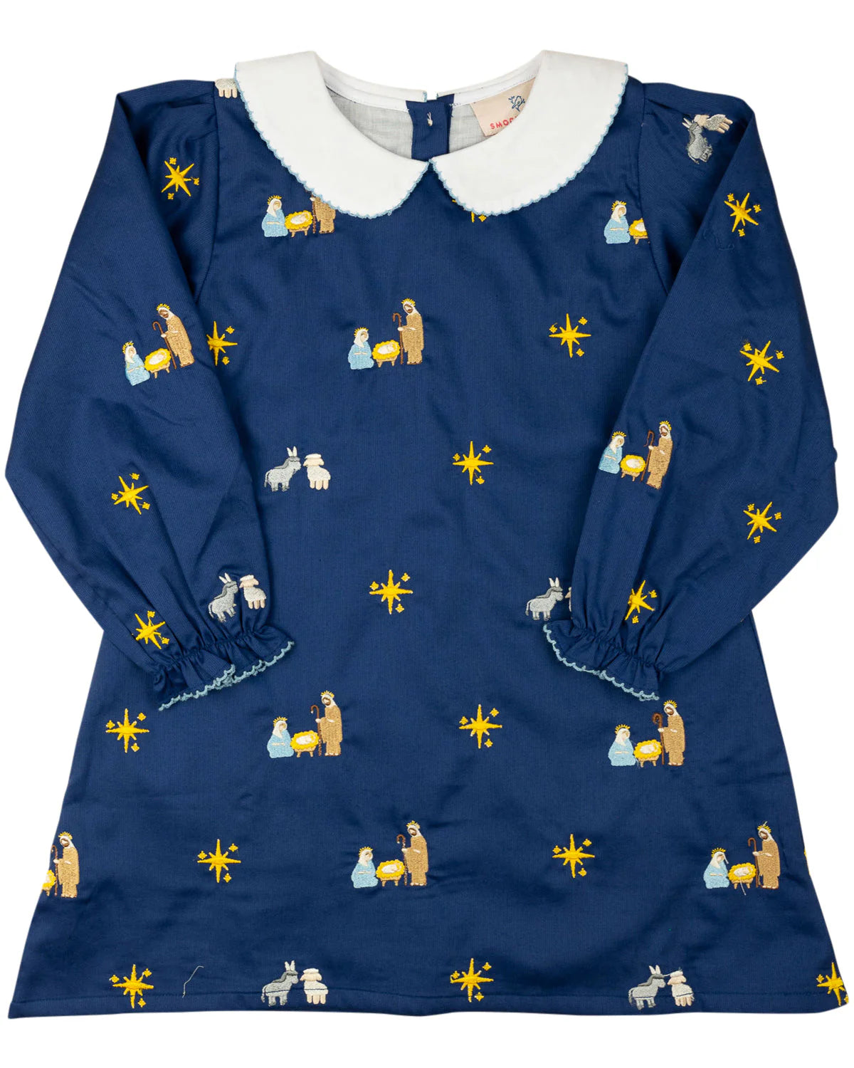 Nativity Embroidered Navy Dress