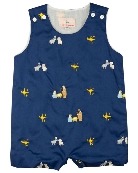 Nativity Embroidered Navy Shortall