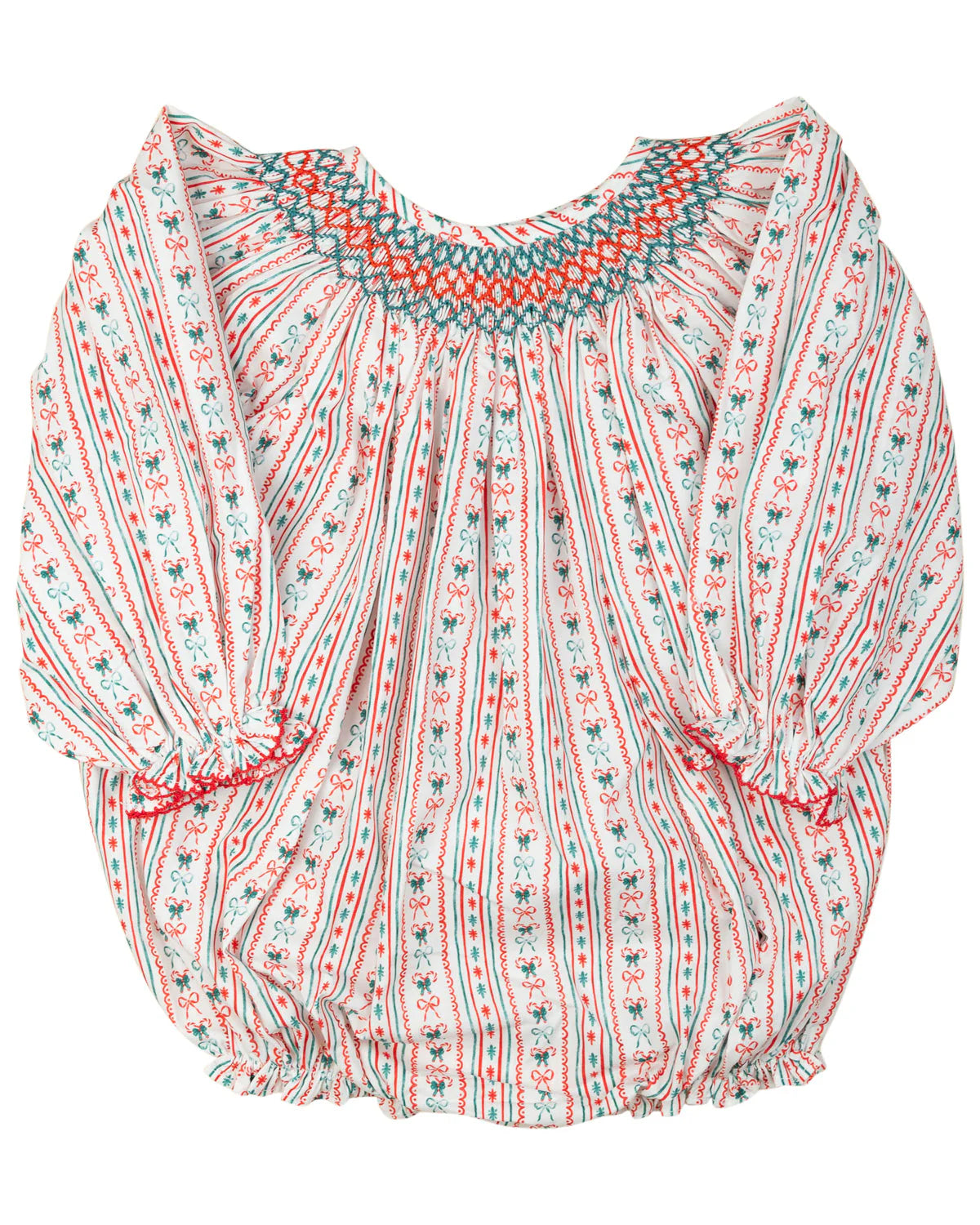 Vintage candy cane smocked bubble