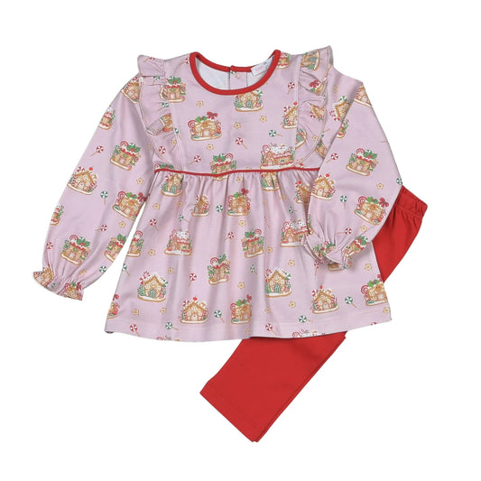Gingerbread House Pima Pants Set