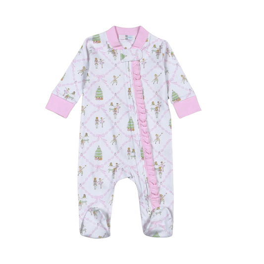 nutcrackers Pima Zipper Footie