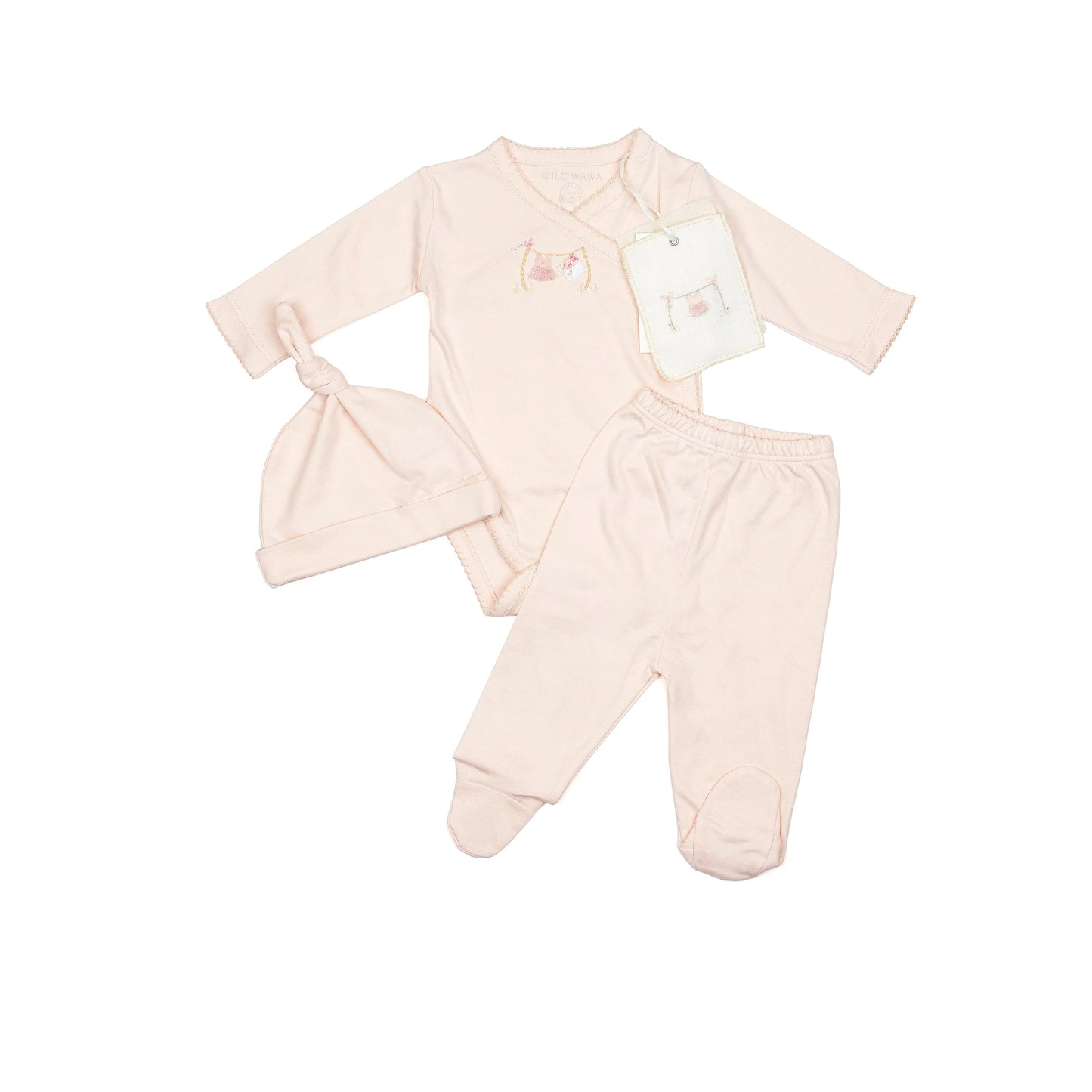 embroidered three piece set- pink
