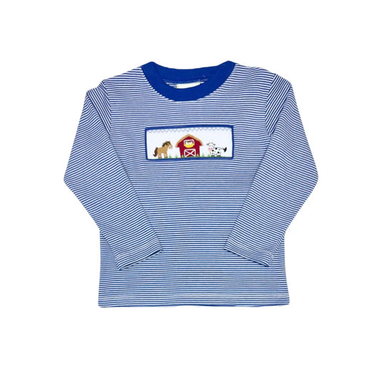 Farm Harry's Play Tee LS- Royal Blue Bitty Stripe Knit