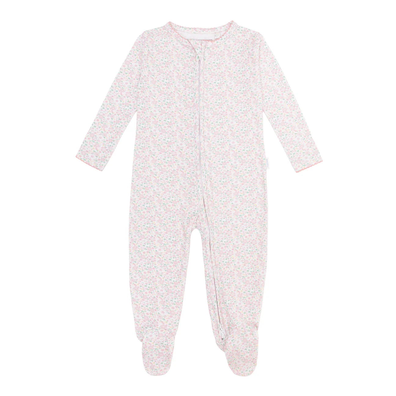 baby antique floral pima footie