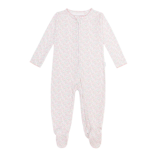 baby antique floral pima footie