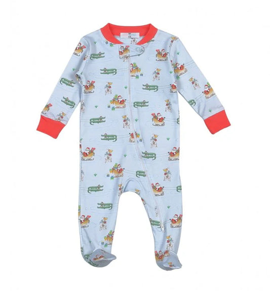 Cajun Christmas Pima Zipper Footie