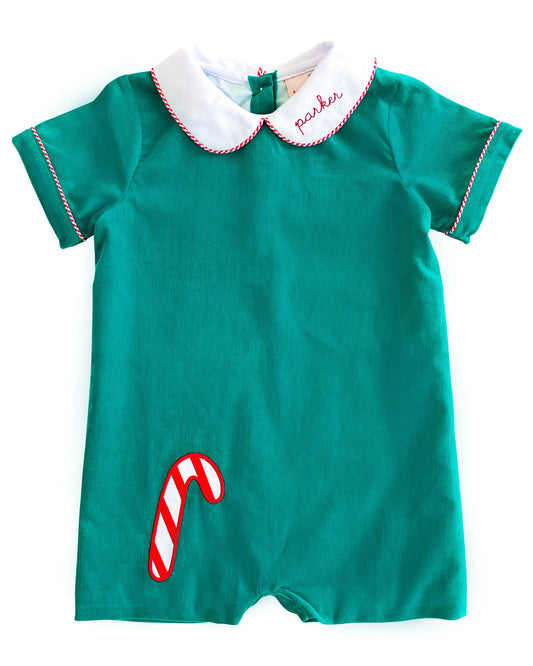 Candy Cane Applique Corduroy Shortall