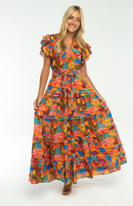 Delilah Maxi Dress- Tangerine Tango