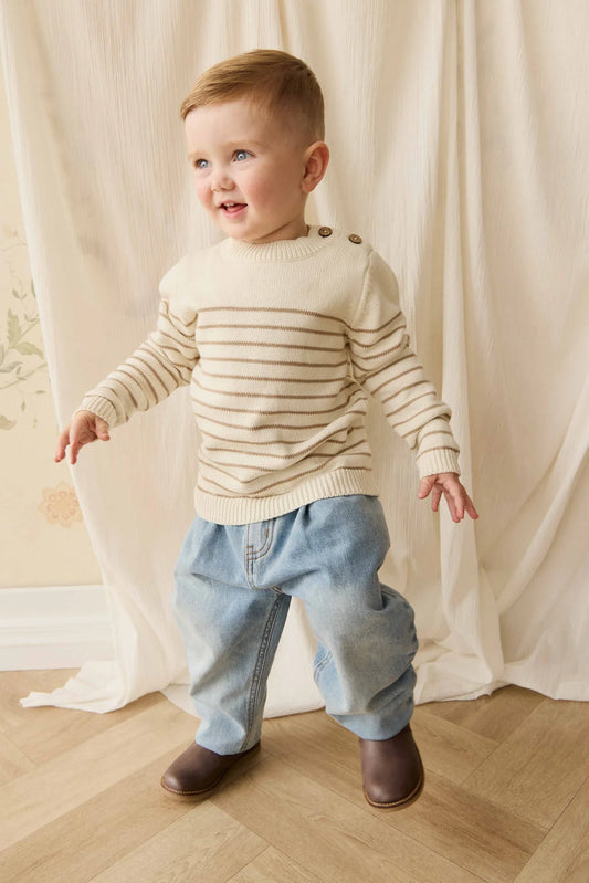 Malcolm Knitted Jumper - Malcolm Stripe Cloud/Brioche