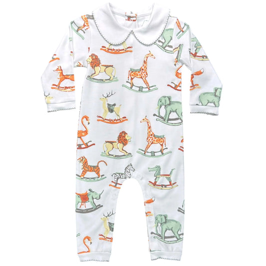 Boys Footless Playsuit With Peter Pan Collar
