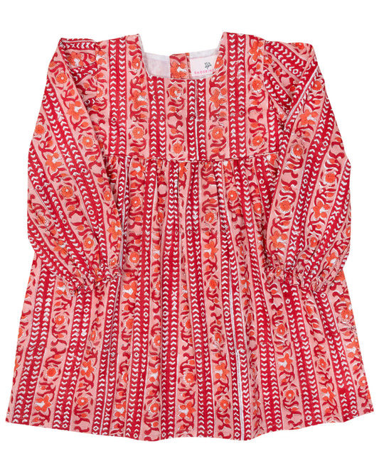 Christmas Linear Floral Block Print Dress