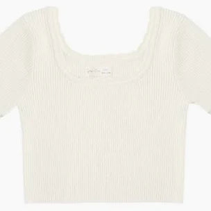 Cream Pointelle Tee by Rylee + Cru