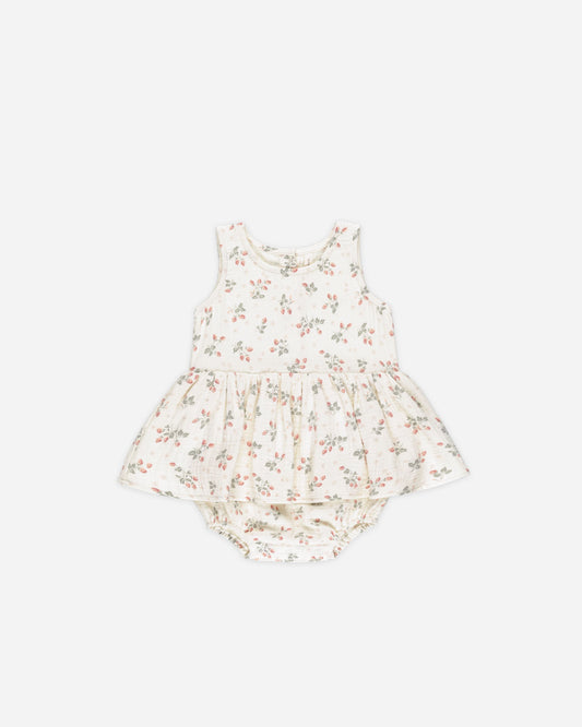 Skirted Tank Romper- Strawberries- Quincy Mae