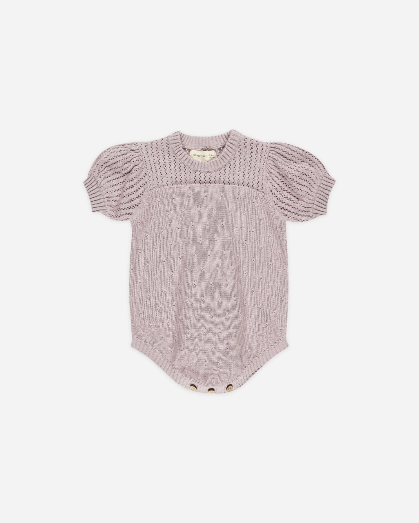 Pointelle Knit Romper Lavendar- Quincy Mae