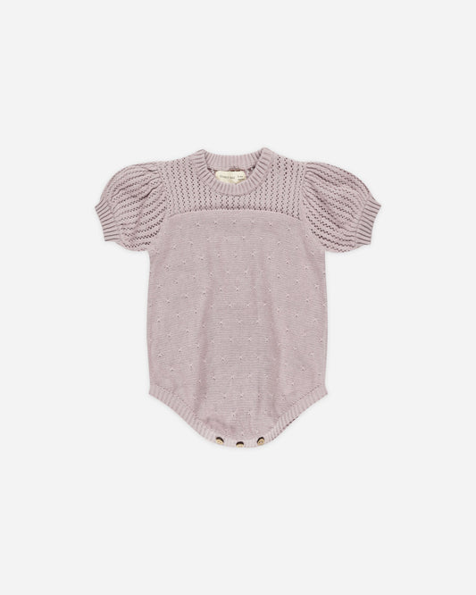 Pointelle Knit Romper Lavendar- Quincy Mae