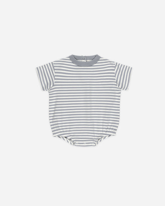 Relaxed Bubble Romper- Blue Stripe- Quincy Mae