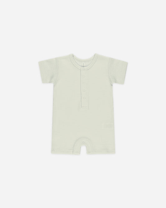 Waffle Snap Romper Mint- Quincy Mae
