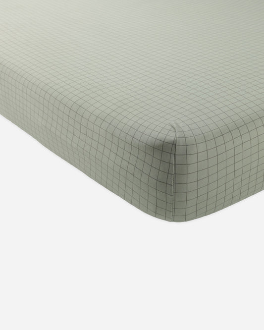 Bamboo Crib Sheet- Sage Grid- Quincy Mae