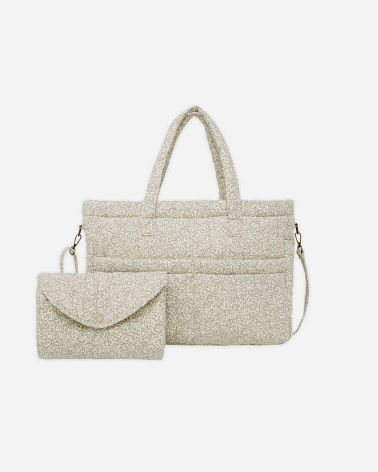 Diaper Bag + Changing Pad Green Garden- Quincy Mae
