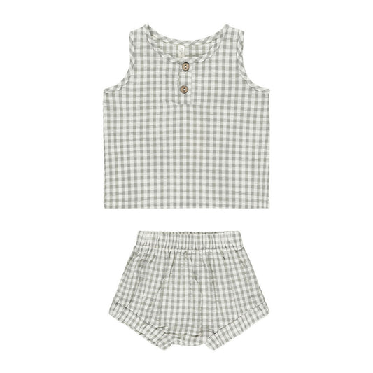 Eucalyptus Gingham Baby Tank Set by Rylee + cru