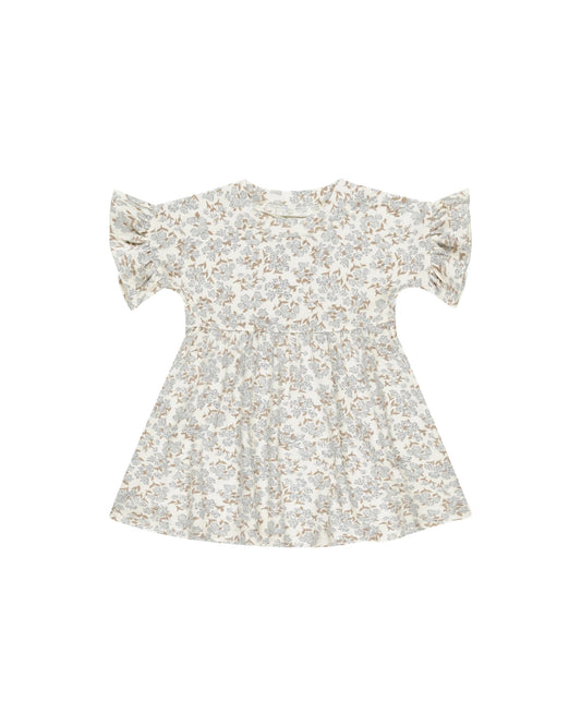 Mosie Babydoll Dress in Blue Ditsy by Rylee + Cru