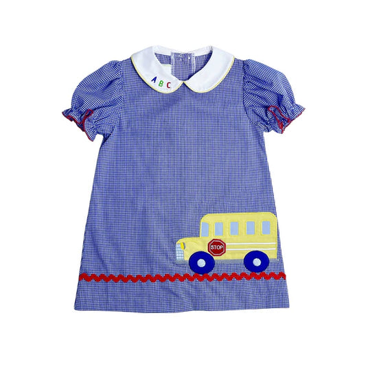 School Bus Louisa Dress- Royal Blue Mini Gingham