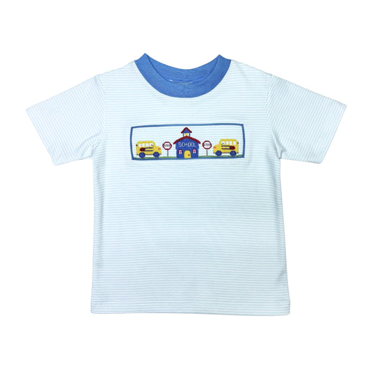 School House Harry's Play Tee- Light Blue Bitty Stripe Knit
