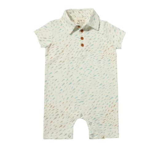 Drift Printed Polo Romper - Me & Henry