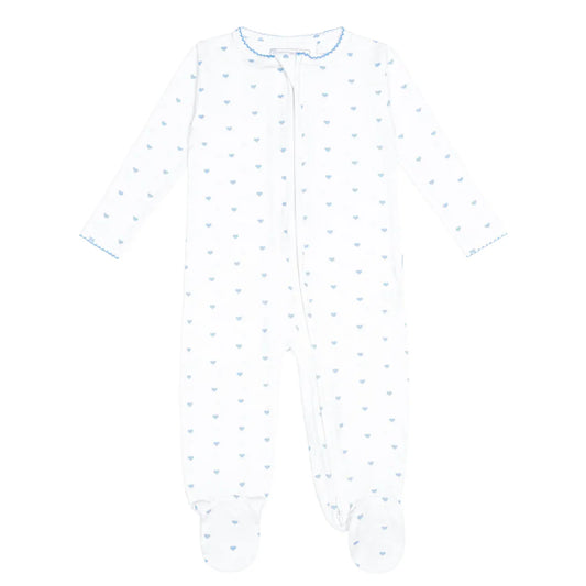 baby blue heart pima footie