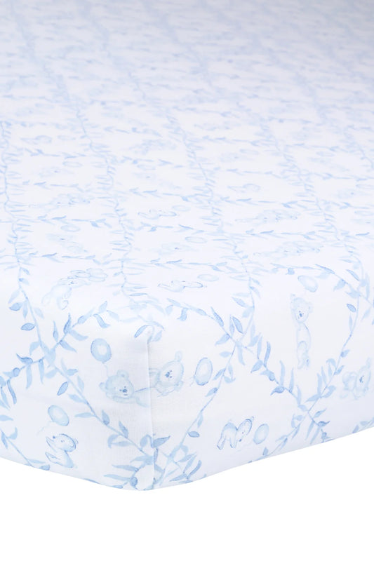 Blue Bear Trellace Crib Sheet- Nella Pima