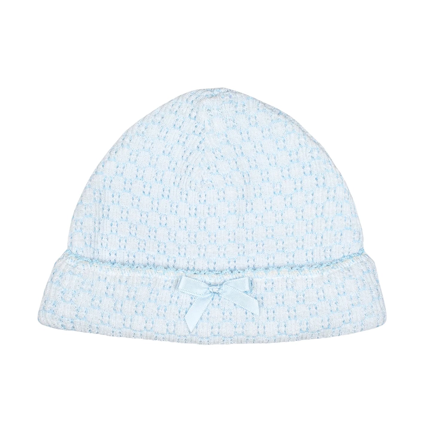 Solid Color Saylor Beanie Blue with Bow- Paty