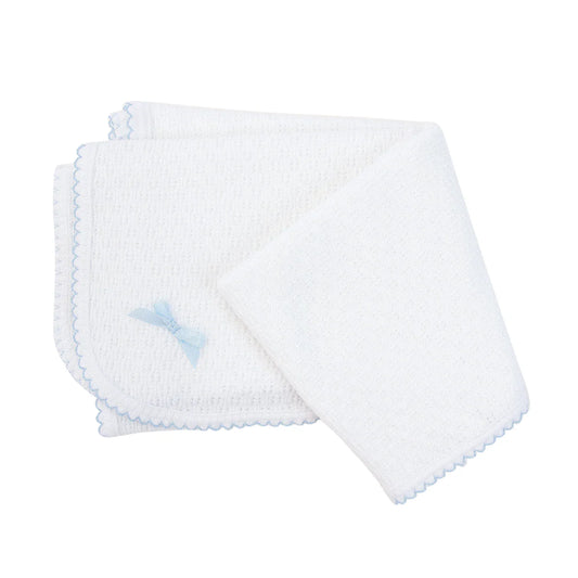 Paty Knit Swaddle Blanket Blue NO Bow
