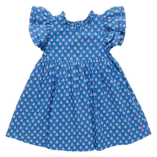 Girls Jennifer Dress- Blue Teardrop