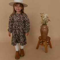 Organic Long Sleeve Tiered Dress - Bohemian Floral