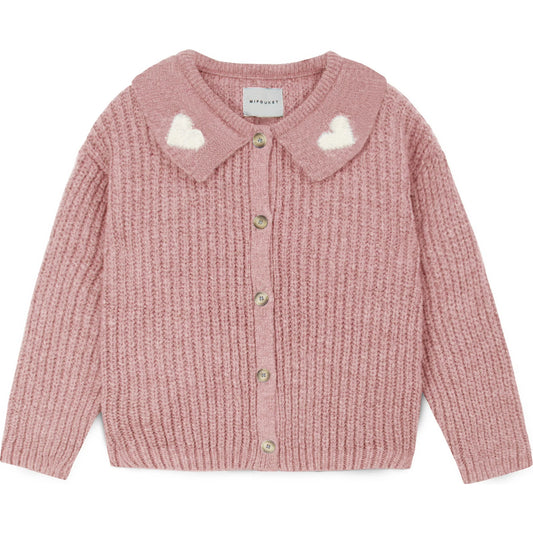 Petra Heart Cardigan, Pink Nude- Mi Pounet