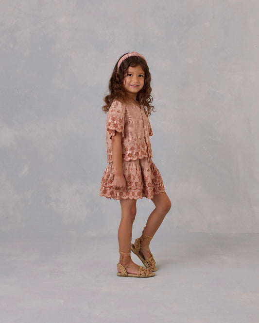Cleo Top Poppy Gingham- Rylee + Cru