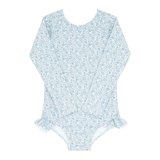 girls slate floral rashguard one piece