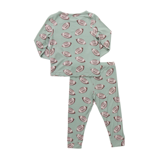 Green Flying Footballs- Pajamas- Pink Chicken