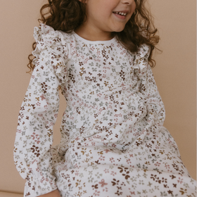 Organic Ruffle Sleeve Dress - Garden