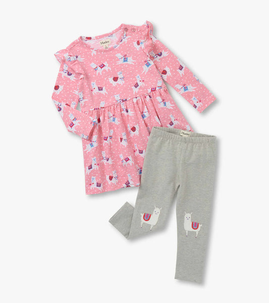 Hatley Dancing Alpacas Ruffle Sleeve Dress and Legging Set
