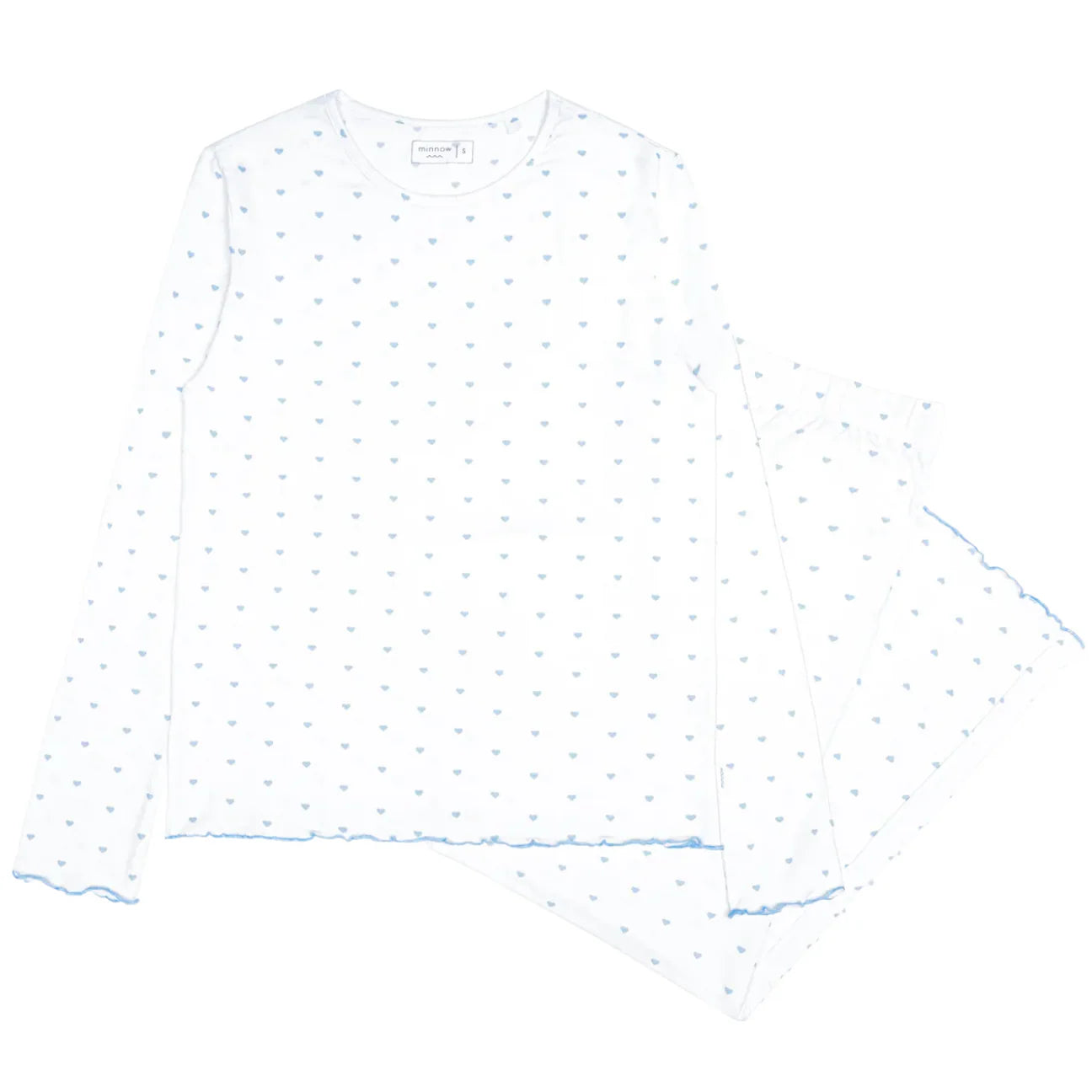 women's blue heart pima pajamas set