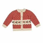 Intarsia Cardigan- Red