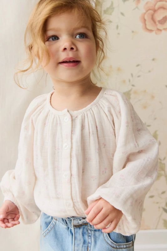 Organic Cotton Muslin Heather Blouse - Pauline Pink