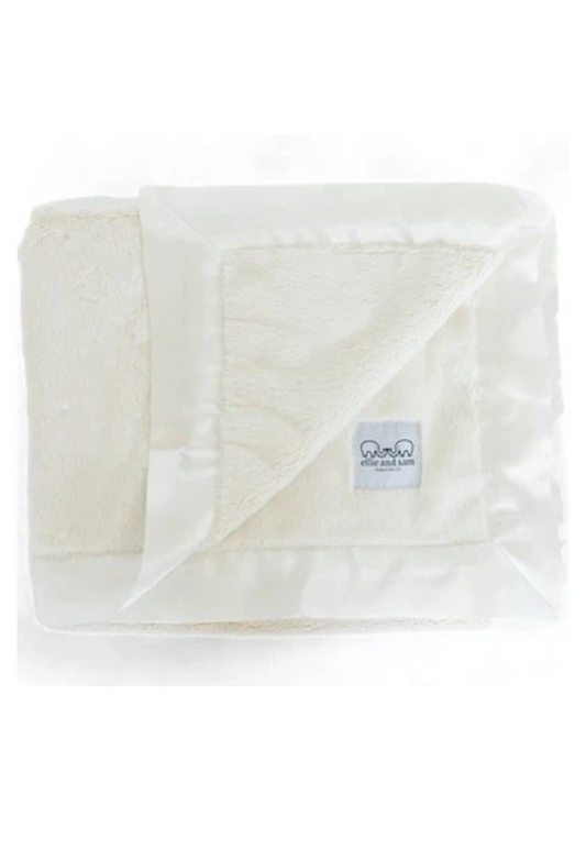 White Satin Border Blanket - Ellie and Sam