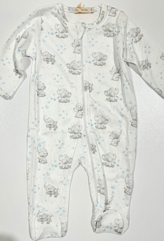 Bubbly Elephants Footie - Baby Club Chic